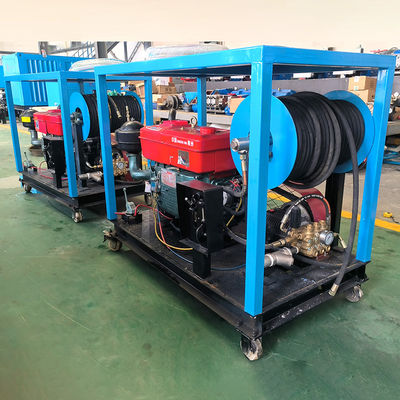 28HP Diesel Engine Jet Sewer Cleaning Machine with 50m High Pressure Hose for 50-500mm Pipe Diameter